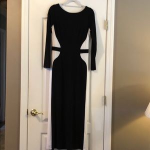 Long Sleeve Color Block Evening Gown
